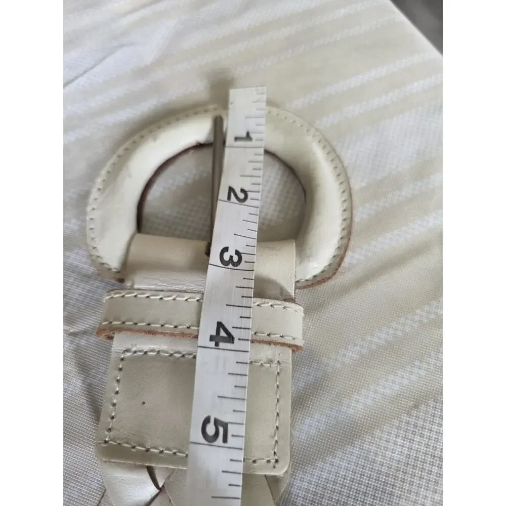 Banana Republic White Woven Briaded Genuine Leather Wide Belt Size Medium